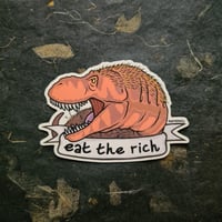 Image 2 of Eat The Rich - Tyrannosaurus Die-Cut Clear Vinyl Sticker