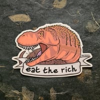 Image 3 of Eat The Rich - Tyrannosaurus Die-Cut Clear Vinyl Sticker