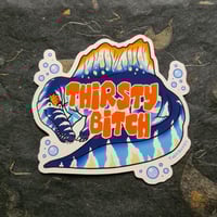 Image 3 of Thirsty Bitch - Spinosaurus dinosaur die-cut vinyl sticker - water bottle sticker
