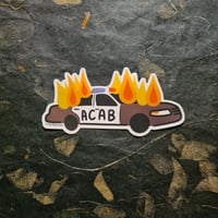 Image 2 of ACAB Burning Cop Car Holographic Matte Sticker