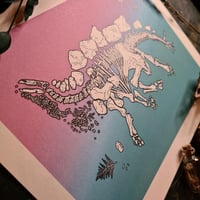 Image 2 of Stegosaurus Dinosaur Fossil Skeleton Print - 8"x10"