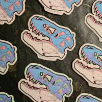 Image 1 of Trans-osaurus rex Pride Sticker - Tyrannosaurus rex Skull Die-Cut Vinyl Sticker - LGBTQIA+