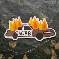 Image 3 of ACAB Burning Cop Car Holographic Matte Sticker