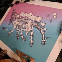 Image 3 of Stegosaurus Dinosaur Fossil Skeleton Print - 8"x10"