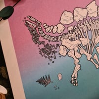 Image 4 of Stegosaurus Dinosaur Fossil Skeleton Print - 8"x10"