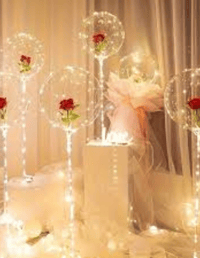 5PCS Valentine's Day Rose Wave Ball Bouquet LED Glow Balloon Wedding Party Decoration