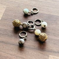 Image 1 of Vintage Gold and Jade Stitch Markers