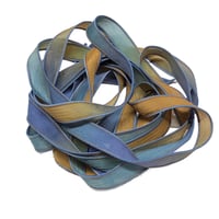 Image 2 of 1PC. FOOLS GOLD  42" hand dyed wrist wrap bracelet silk ribbon by COLOR KISSED SILK