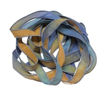 Image 5 of 1PC. FOOLS GOLD  42" hand dyed wrist wrap bracelet silk ribbon by COLOR KISSED SILK