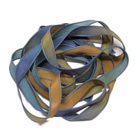 Image 3 of 1PC. FOOLS GOLD  42" hand dyed wrist wrap bracelet silk ribbon by COLOR KISSED SILK