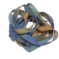 Image 6 of 1PC. FOOLS GOLD  42" hand dyed wrist wrap bracelet silk ribbon by COLOR KISSED SILK