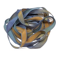 Image 7 of 1PC. FOOLS GOLD  42" hand dyed wrist wrap bracelet silk ribbon by COLOR KISSED SILK
