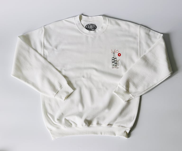 Rabbitman's 'COUNTY RABBIT' Crewneck Sweatshirt (White)