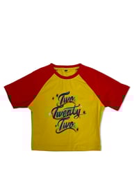 Image 1 of TwoTwentyTwo Airbrush Baby Tee - Yellow/Red