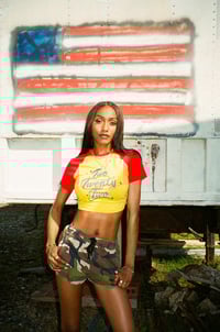 Image 2 of TwoTwentyTwo Airbrush Baby Tee - Yellow/Red