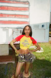 Image 4 of TwoTwentyTwo Airbrush Baby Tee - Yellow/Red