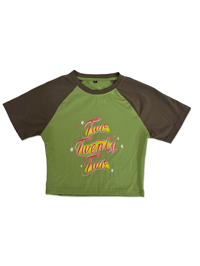 Image 1 of TwoTwentyTwo Airbrush Baby Tee - Green/Charcoal 
