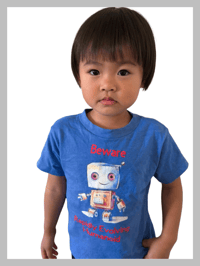 Image 1 of Humanoid Tee - Kids Youth Girls and Boys Blue Funny Quirky Robot T-shirt