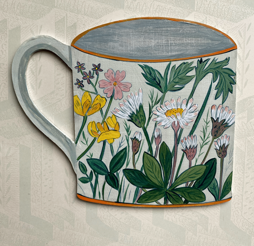 Image of Wooden pottery cutout Wildflower cup