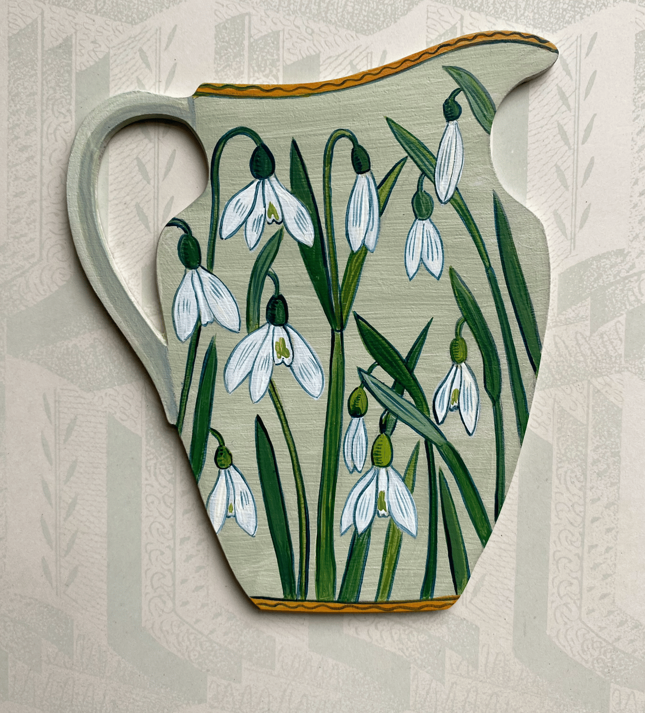 Image of Wooden pottery cutout Snowdrop jug