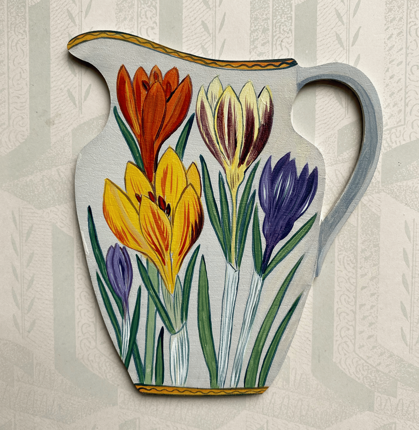 Image of Wooden pottery cutout Crocus jug