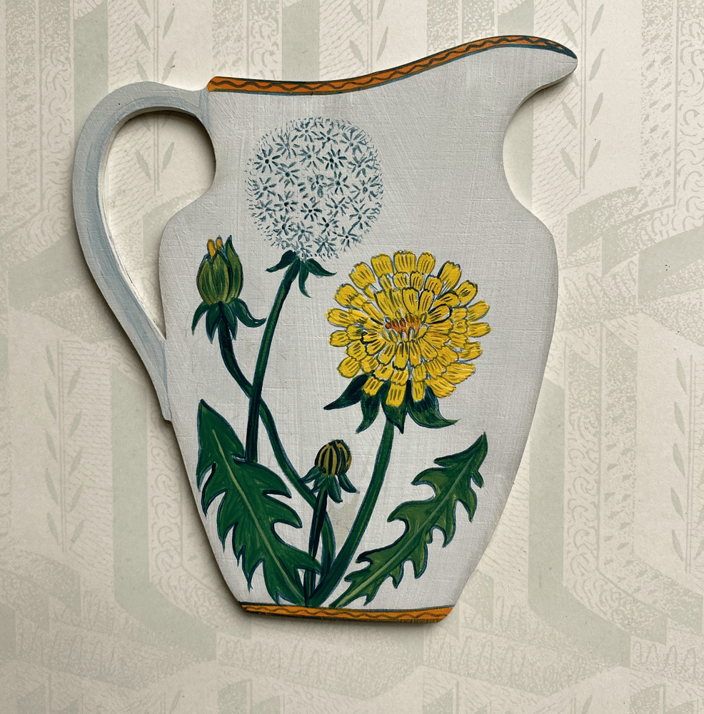 Image of Wooden pottery cutout Dandelion jug