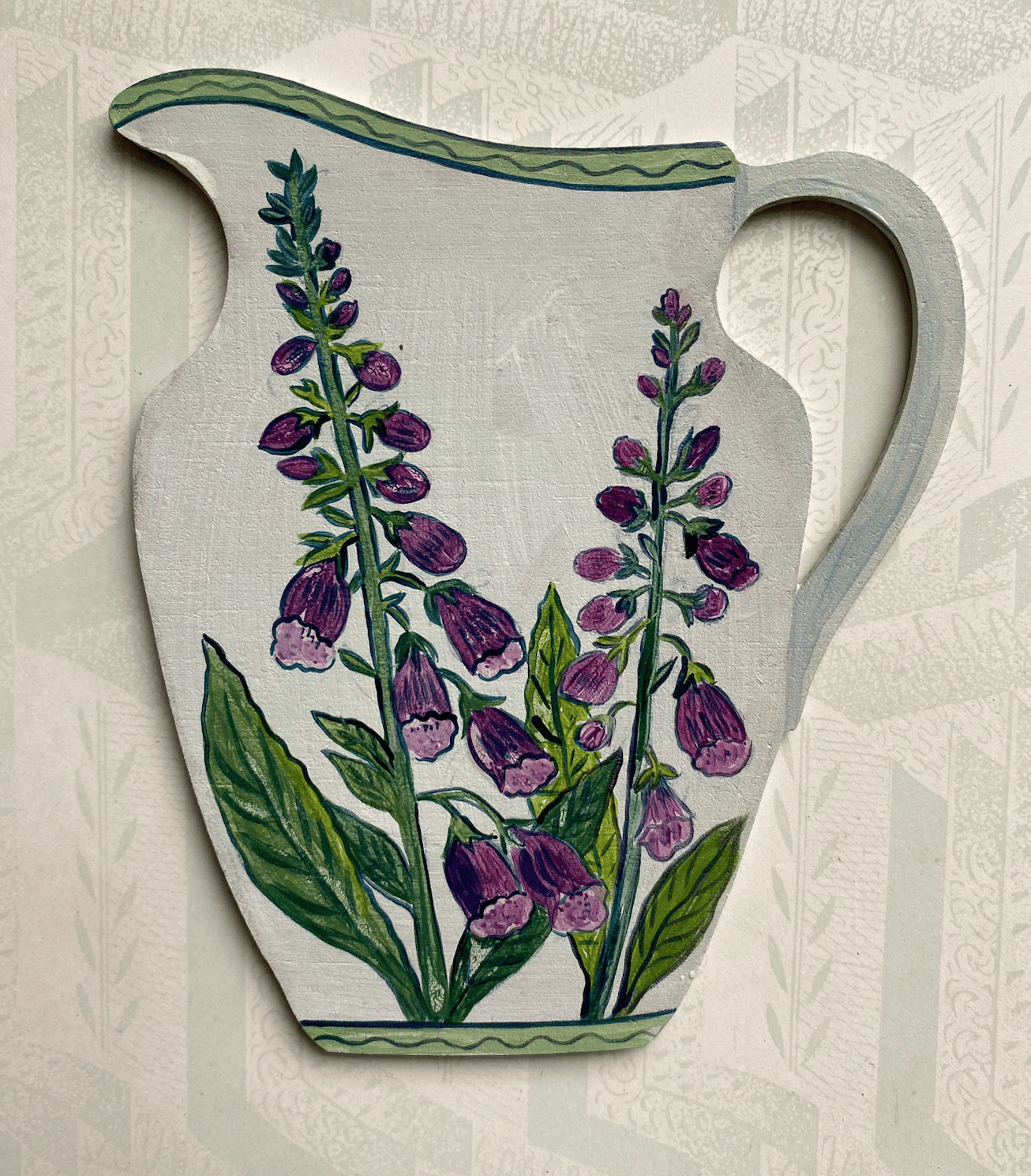 Image of Wooden pottery cutout Foxglove jug