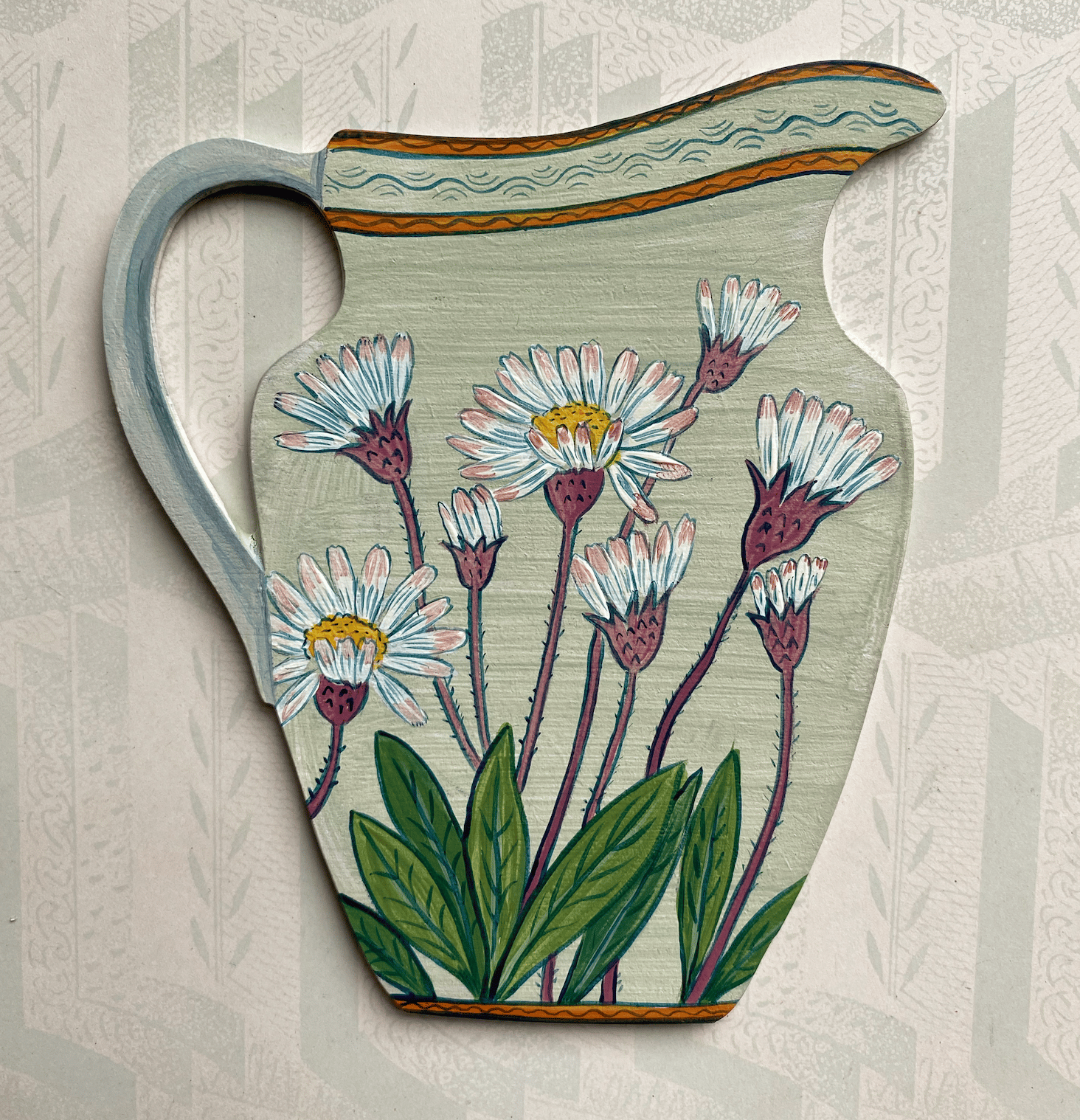 Image of Wooden pottery cutout Daisy jug
