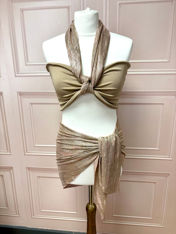 Image of Gold nude sarong set