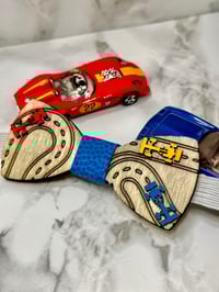 Image 2 of Blue Race Car Wood Bowtie