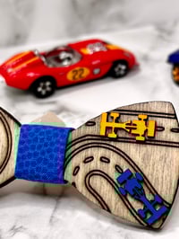 Image 3 of Blue Race Car Wood Bowtie