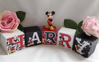 Image 23 of Mickey Mouse Inspired Wood Name Blocks, Mickey nursery,Mickey new baby gift,mickey centrepiece 