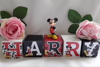 Image 24 of Mickey Mouse Inspired Wood Name Blocks, Mickey nursery,Mickey new baby gift,mickey centrepiece 