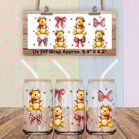 Image 3 of Princess Pooh  6 Designs Character Coquette Bow Collection Double Sided Uv Dtf Wrap
