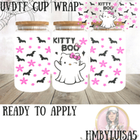 Image 1 of Kitty Ghost boo UVDTF cup wrap 