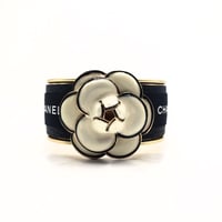 Image 1 of CHANEL WHITE CAMELLIA FLOWER RIBBON CUFF BRACELET