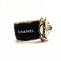 Image 3 of CHANEL WHITE CAMELLIA FLOWER RIBBON CUFF BRACELET