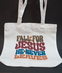 Image 2 of Fall for Jesus Sublimation Totes