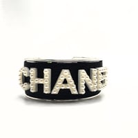 Image 1 of CHANEL INSPIRED PEARL LETTER CUFF BRACELET
