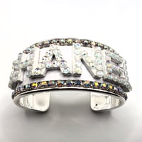 Image 2 of CHANEL INSPIRED AB RHINESTONE LETTER CUFF BRACELET 
