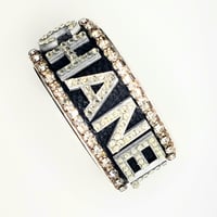 Image 3 of CHANEL INSPIRED MATTE GRAY RHINESTONE LETTER CUFF BRACELET