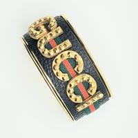 Image 3 of BLACK GUCCI INSPIRED GOLD LETTER CUFF BRACELET