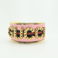 Image 1 of PINK GUCCI INSPIRED GOLD LETTER CUFF BRACELET
