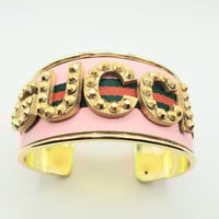 Image 2 of PINK GUCCI INSPIRED GOLD LETTER CUFF BRACELET
