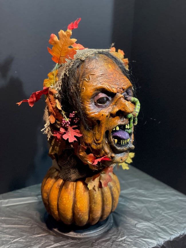 Pumpkin Worm Witch - Display Latex Mask