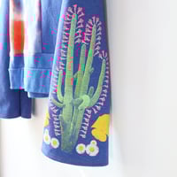 Image 9 of cactus blue courtneycourtney adult M medium longsleeve patchwork funnel neck bell sleeve sweatshirt