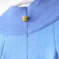 Image 5 of cactus blue courtneycourtney adult M medium longsleeve patchwork funnel neck bell sleeve sweatshirt