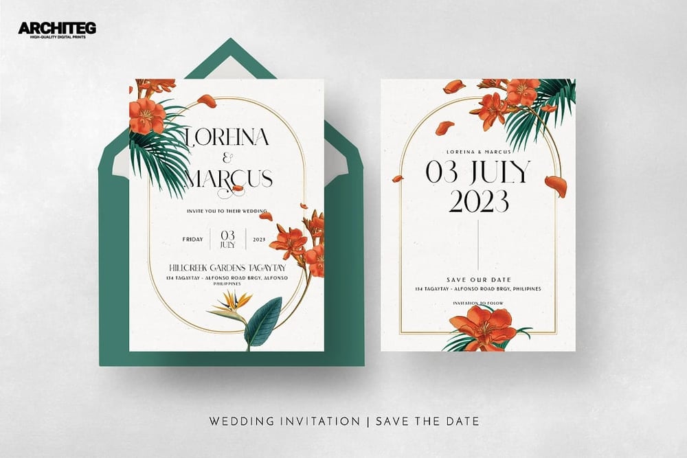 Custom Elegant Wedding Invitations - Printable Tropical Wedding Suite Template Cards Vol. 3