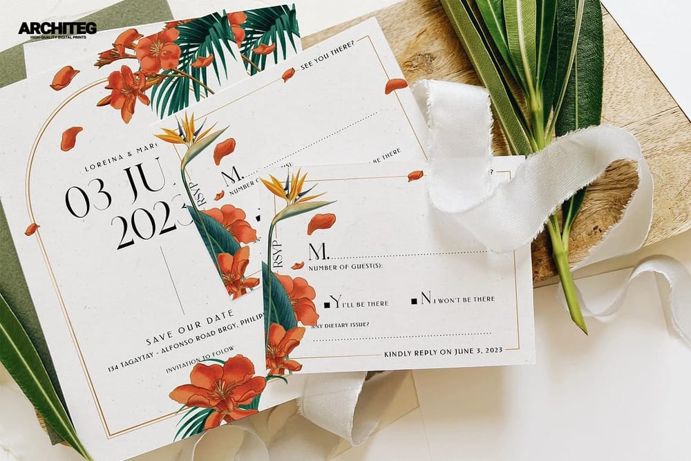 Custom Elegant Wedding Invitations - Printable Tropical Wedding Suite Template Cards Vol. 3