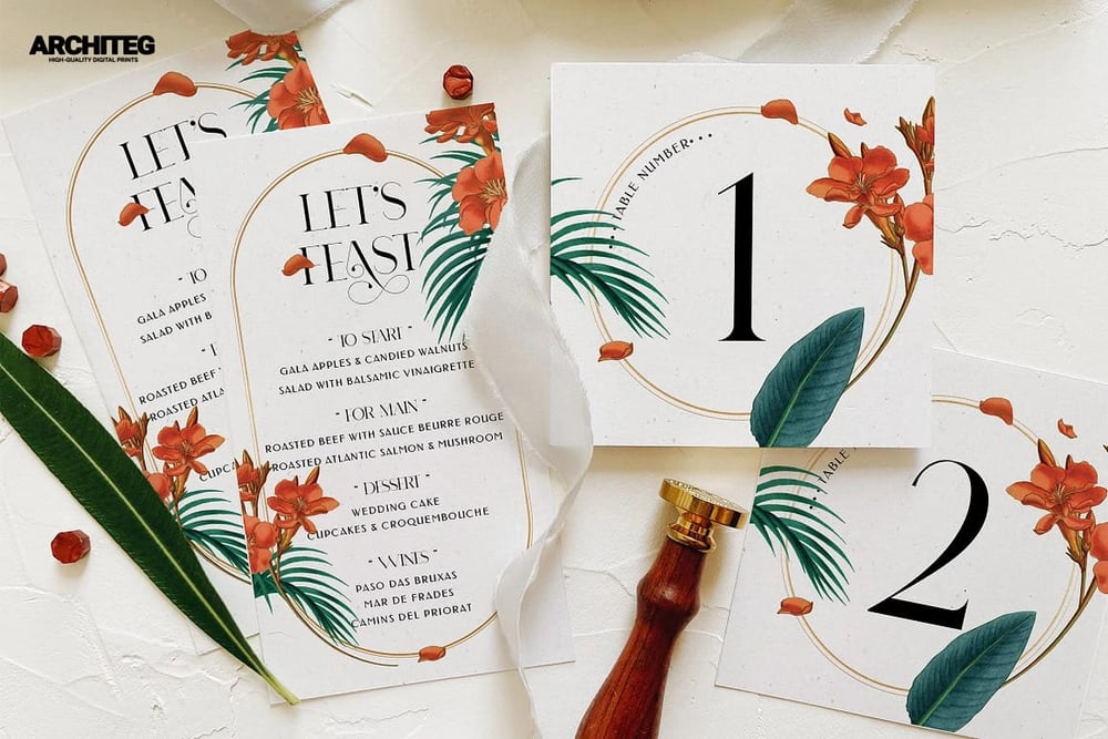 Custom Elegant Wedding Invitations - Printable Tropical Wedding Suite Template Cards Vol. 3